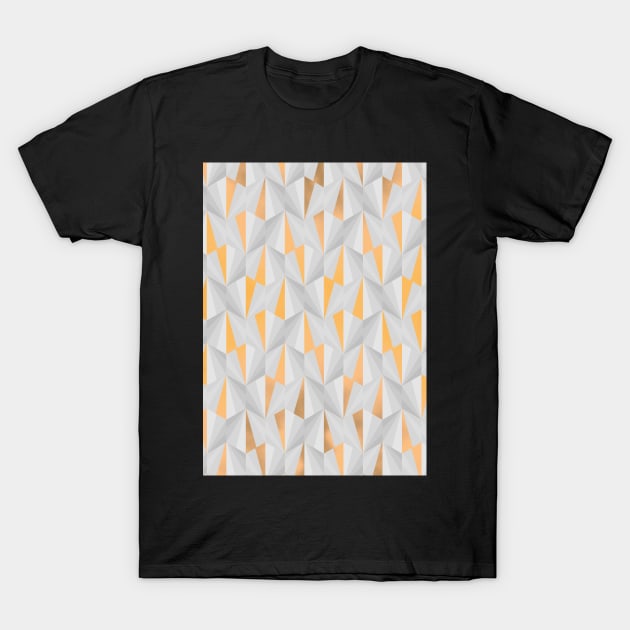 White and Gold Fractal T-Shirt by Blue-Banana